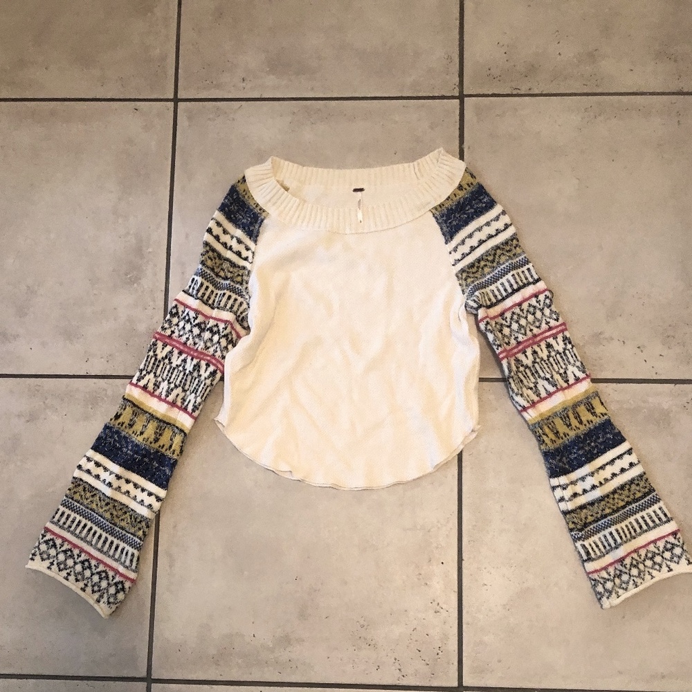 Free People Cropped Thermal With Flared Sleeves